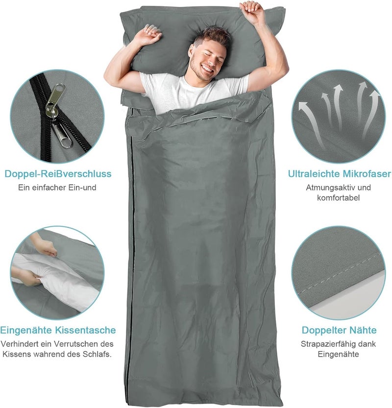LSTRAGY Sleeping Bag Liner, Adult Sleep Sack & Travel Sheets, Lightweight Single and Portable Camping Sleeping Bag Liners - Ideal for Traveling, Hostels and Camping - Image 2